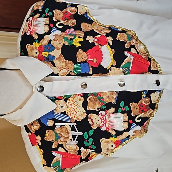 VINTAGE CORAL BAY PETITES BLOUSE TEDDY BEARS LONG SLEEVED SMALL BUTTON DOWN TOP - Picture 2 of 12